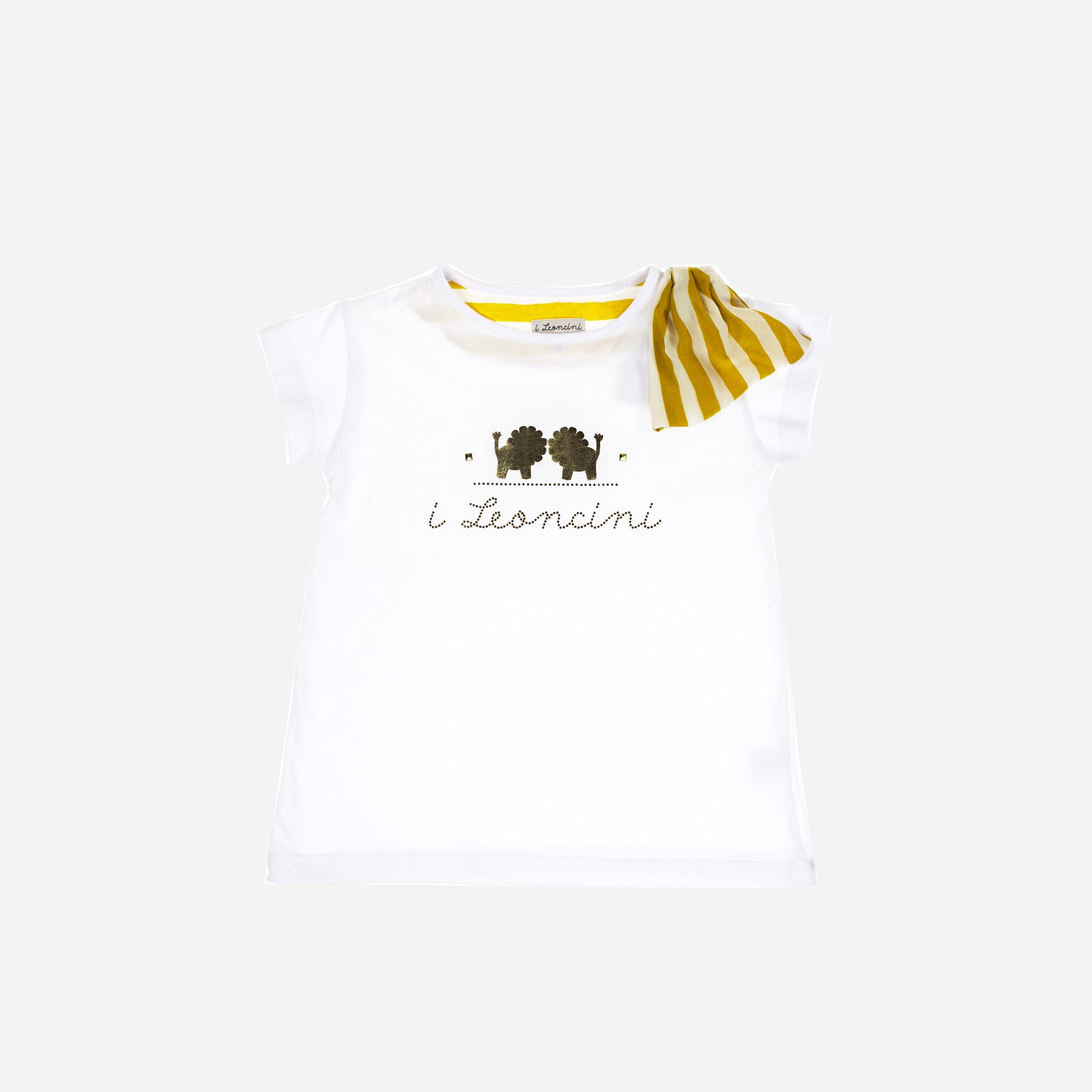 T-shirt BETTI Bianco, fiocco senape-OUTLET T-shirt, Camicie, Top e Canotte-I Leoncini Shop
