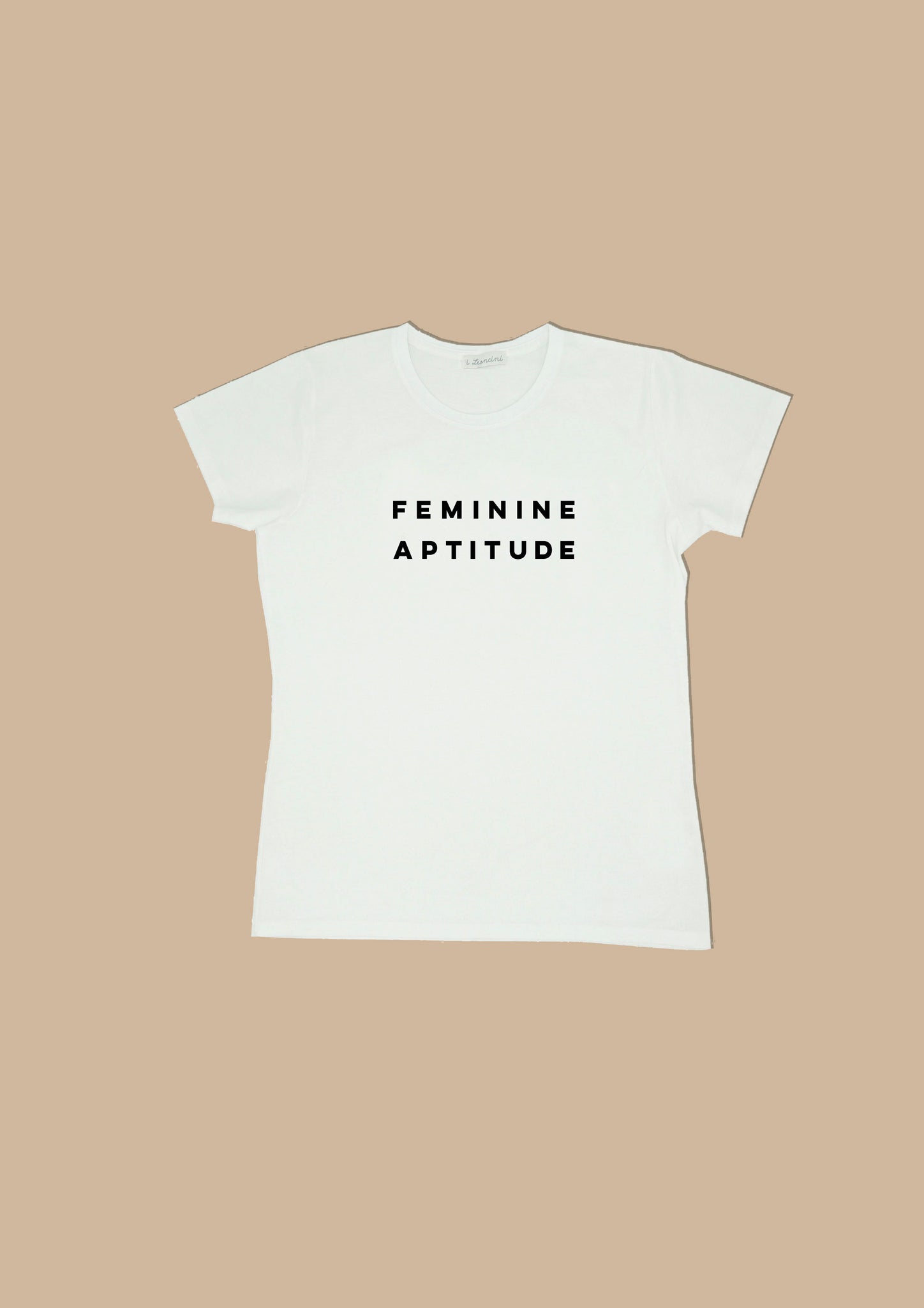 T-shirt FEMININE Bianco stampa nera-Feminine aptitude-I Leoncini Shop
