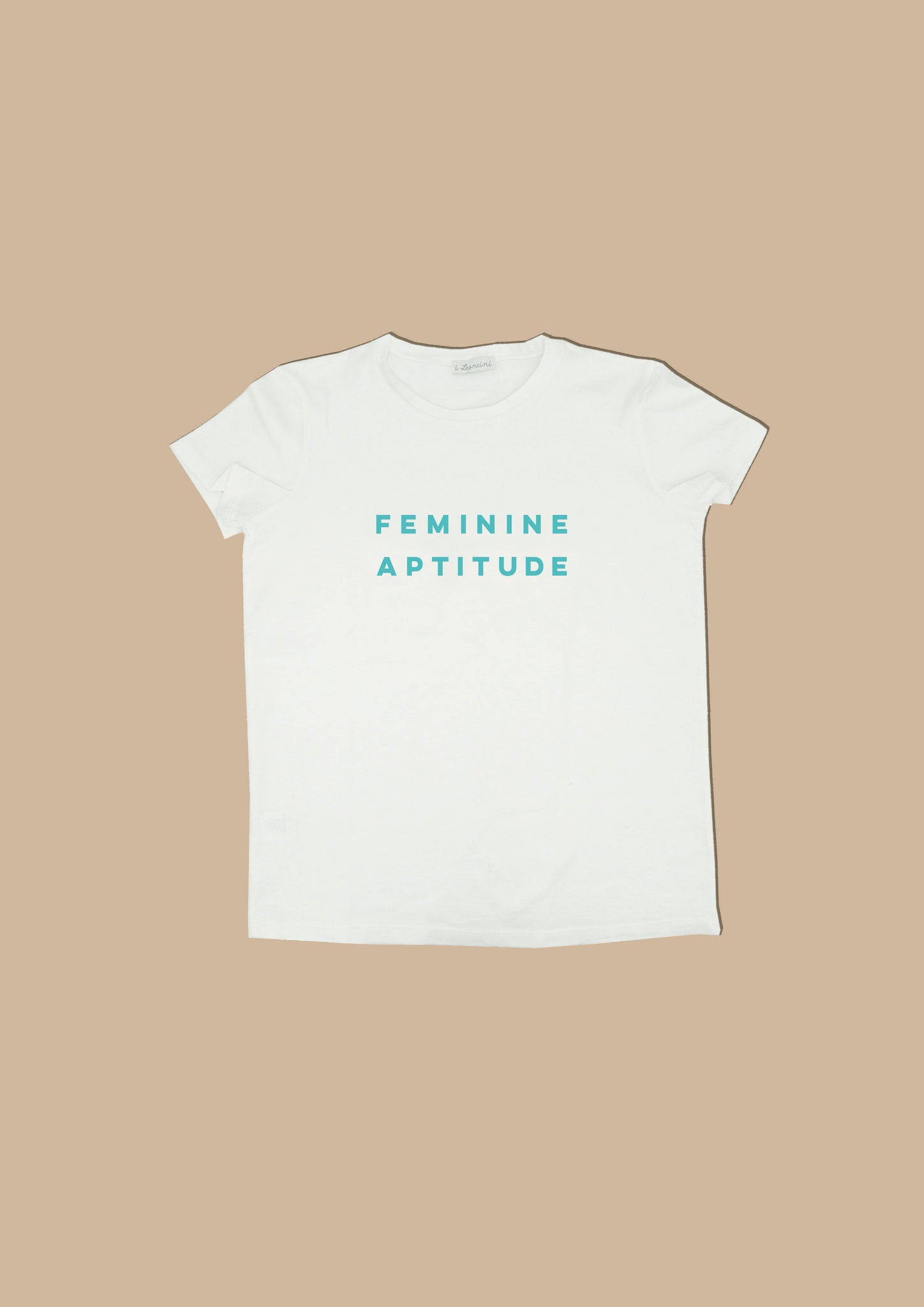 T-shirt FEMININE Bianco stampa tiffany-Feminine aptitude-I Leoncini Shop